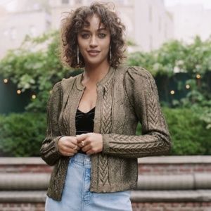 Express Black and Gold Metallic Cardigan Sweater